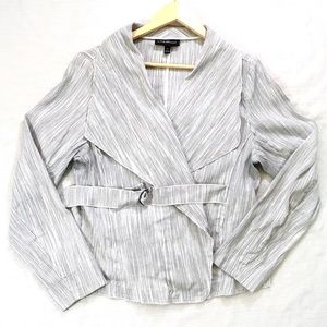 Lane Bryant belted blazer white grey size 14